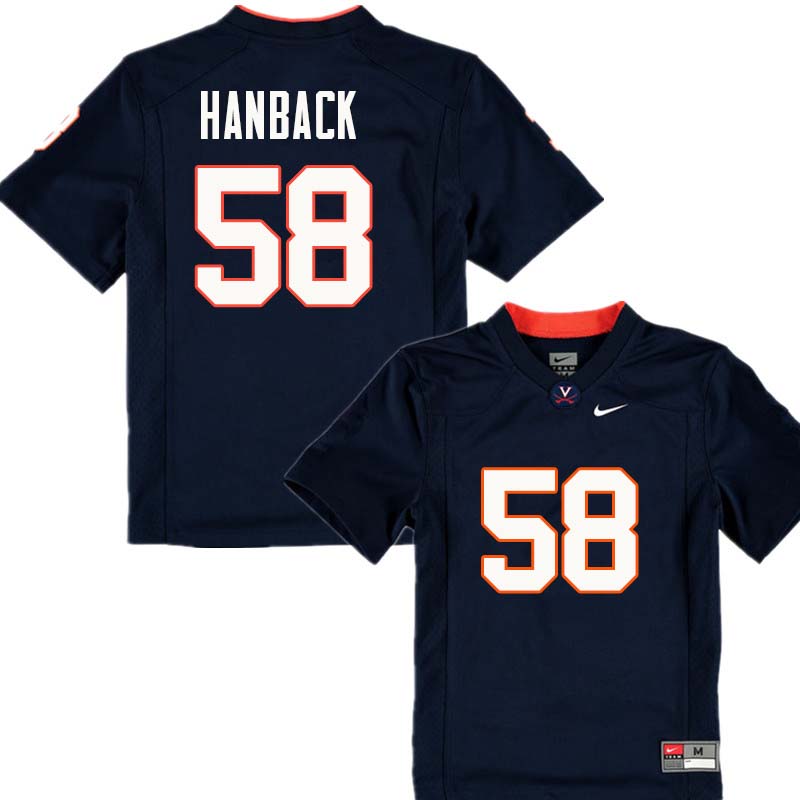 Men #58 Eli Hanback Virginia Cavaliers College Football Jerseys Sale-Navy